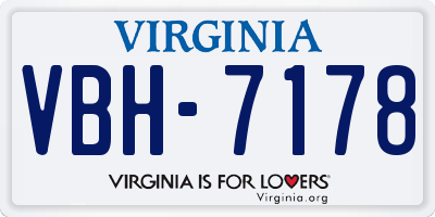 VA license plate VBH7178