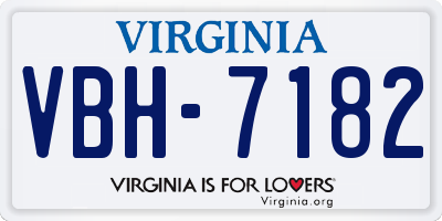 VA license plate VBH7182