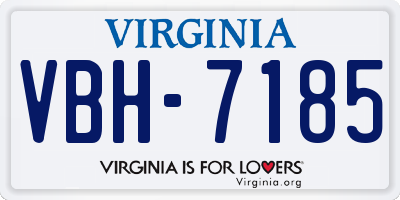 VA license plate VBH7185