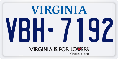 VA license plate VBH7192