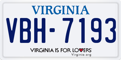 VA license plate VBH7193