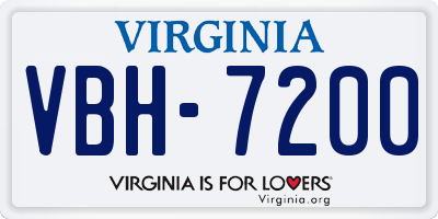 VA license plate VBH7200