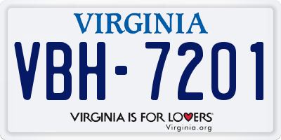 VA license plate VBH7201