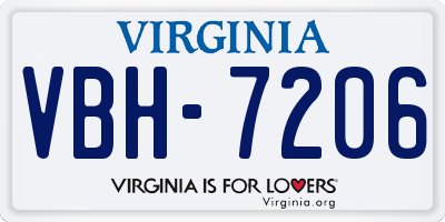 VA license plate VBH7206