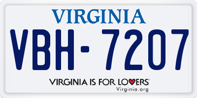 VA license plate VBH7207