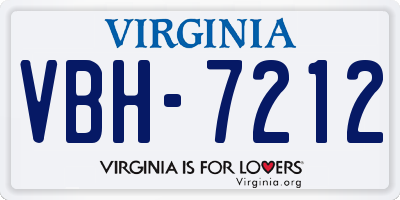 VA license plate VBH7212
