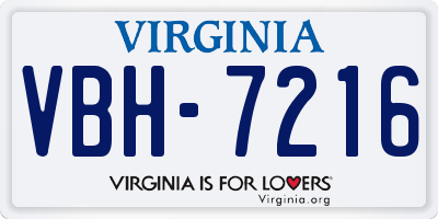 VA license plate VBH7216