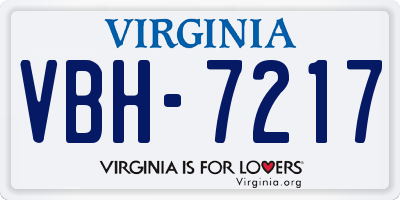 VA license plate VBH7217