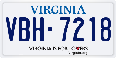 VA license plate VBH7218