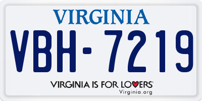 VA license plate VBH7219
