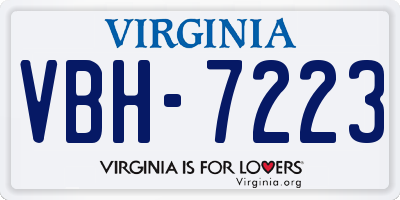 VA license plate VBH7223