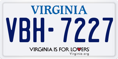 VA license plate VBH7227