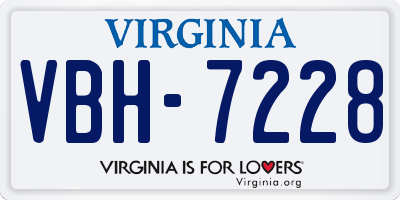 VA license plate VBH7228