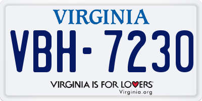 VA license plate VBH7230