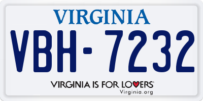 VA license plate VBH7232