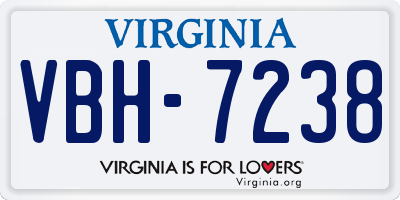 VA license plate VBH7238