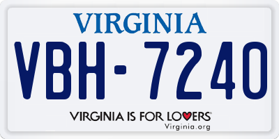 VA license plate VBH7240