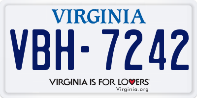 VA license plate VBH7242