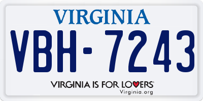 VA license plate VBH7243