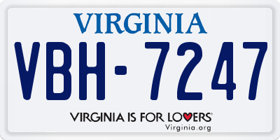 VA license plate VBH7247