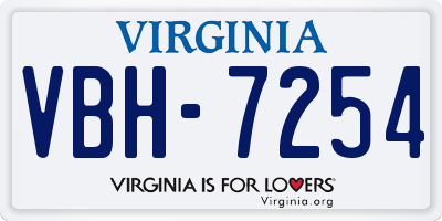 VA license plate VBH7254