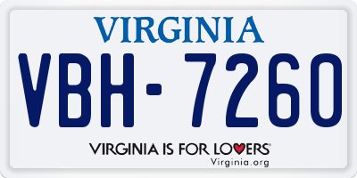 VA license plate VBH7260