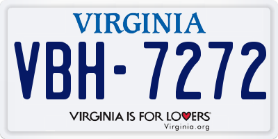 VA license plate VBH7272