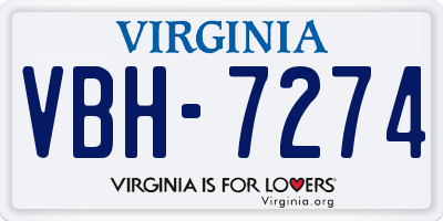 VA license plate VBH7274