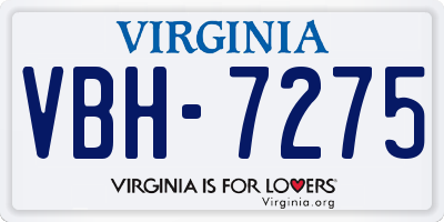 VA license plate VBH7275