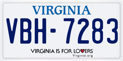 VA license plate VBH7283