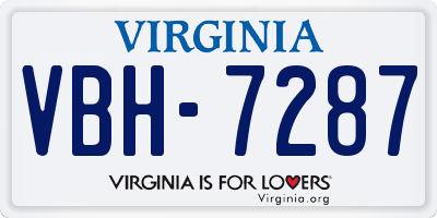 VA license plate VBH7287