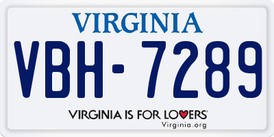 VA license plate VBH7289