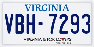 VA license plate VBH7293