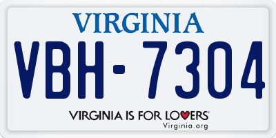 VA license plate VBH7304