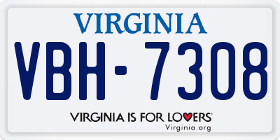 VA license plate VBH7308