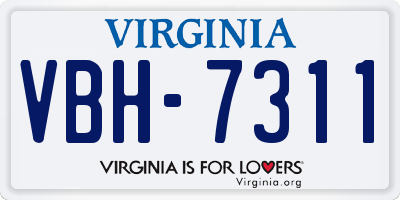 VA license plate VBH7311