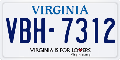 VA license plate VBH7312
