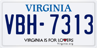 VA license plate VBH7313