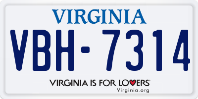 VA license plate VBH7314