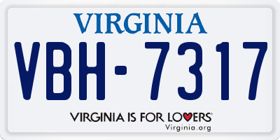 VA license plate VBH7317