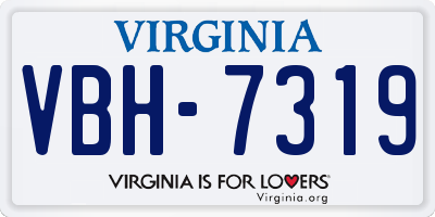 VA license plate VBH7319