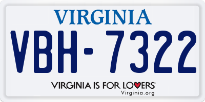 VA license plate VBH7322