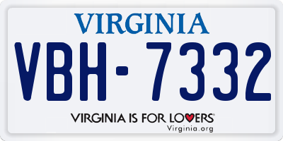 VA license plate VBH7332