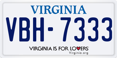 VA license plate VBH7333