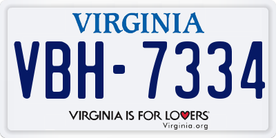 VA license plate VBH7334