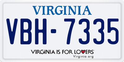 VA license plate VBH7335