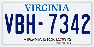 VA license plate VBH7342