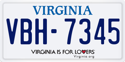 VA license plate VBH7345