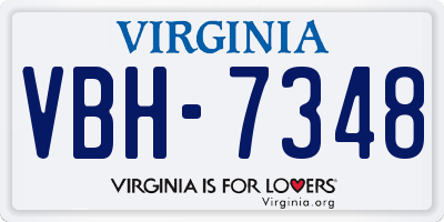 VA license plate VBH7348