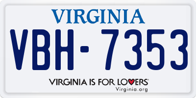 VA license plate VBH7353